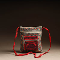 Multicolor - Madhubani Handpainted Jute Cotton Sling Bag 53