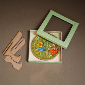 Cheriyal Handpainted Wooden Wall Plate with Stand 70