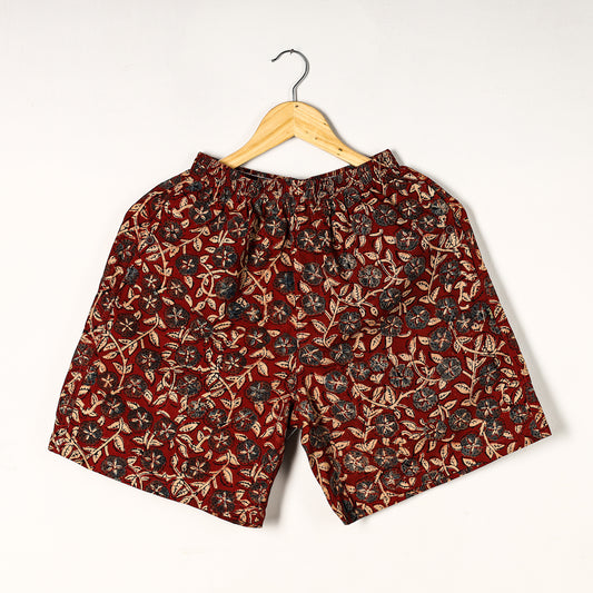Red - Ajrakh Block Printed Cotton Unisex Boxer/Shorts
