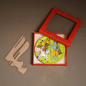 Cheriyal Handpainted Wooden Wall Plate with Stand 71