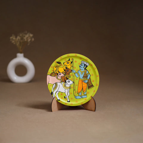 Cheriyal Handpainted Wooden Wall Plate with Stand 71