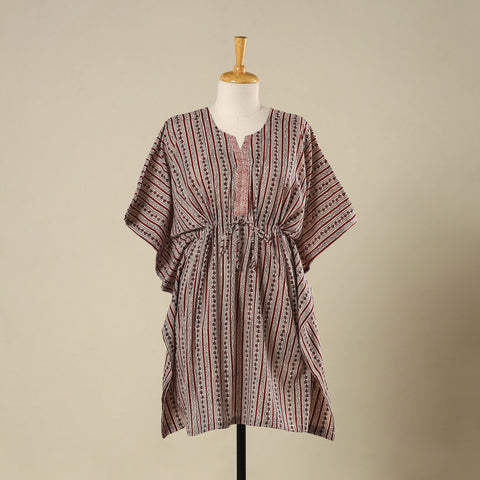 Beige - cotton bagh kaftan with tie-up waist (medium) 10