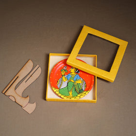 Cheriyal Handpainted Wooden Wall Plate with Stand 73