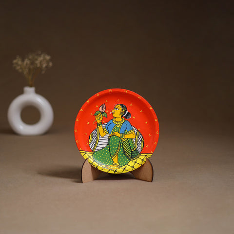 Cheriyal Handpainted Wooden Wall Plate with Stand 73