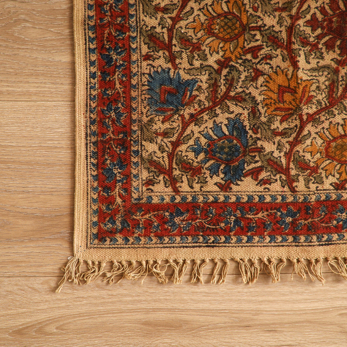 Warangal Handwoven Kalamkari Block Print Cotton Mat (2 x 2 Feet) 08