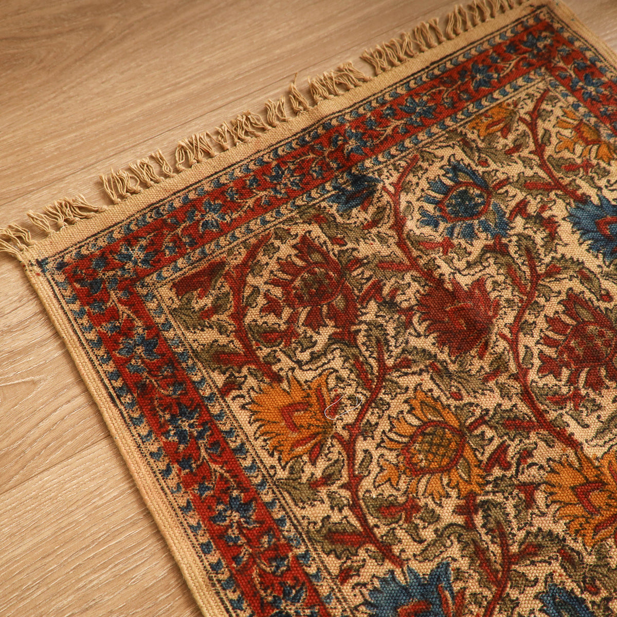 Warangal Handwoven Kalamkari Block Print Cotton Mat (2 x 2 Feet) 08