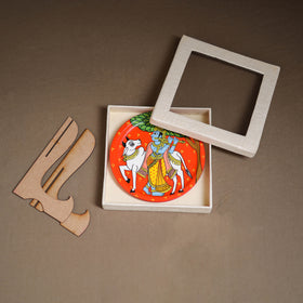 Cheriyal Handpainted Wooden Wall Plate with Stand 74