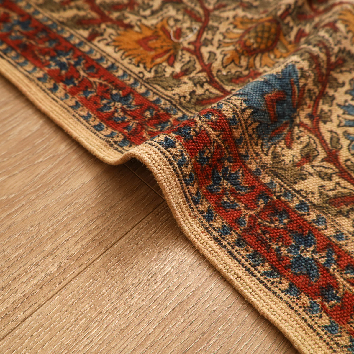 Warangal Handwoven Kalamkari Block Print Cotton Mat (2 x 2 Feet) 08