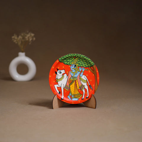 Cheriyal Handpainted Wooden Wall Plate with Stand 74