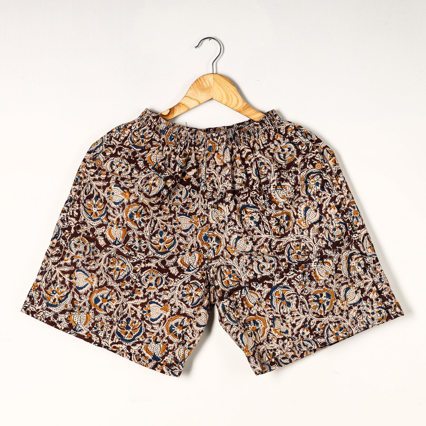 Maroon - Kalamkari Block Printed Cotton Unisex Boxer/Shorts