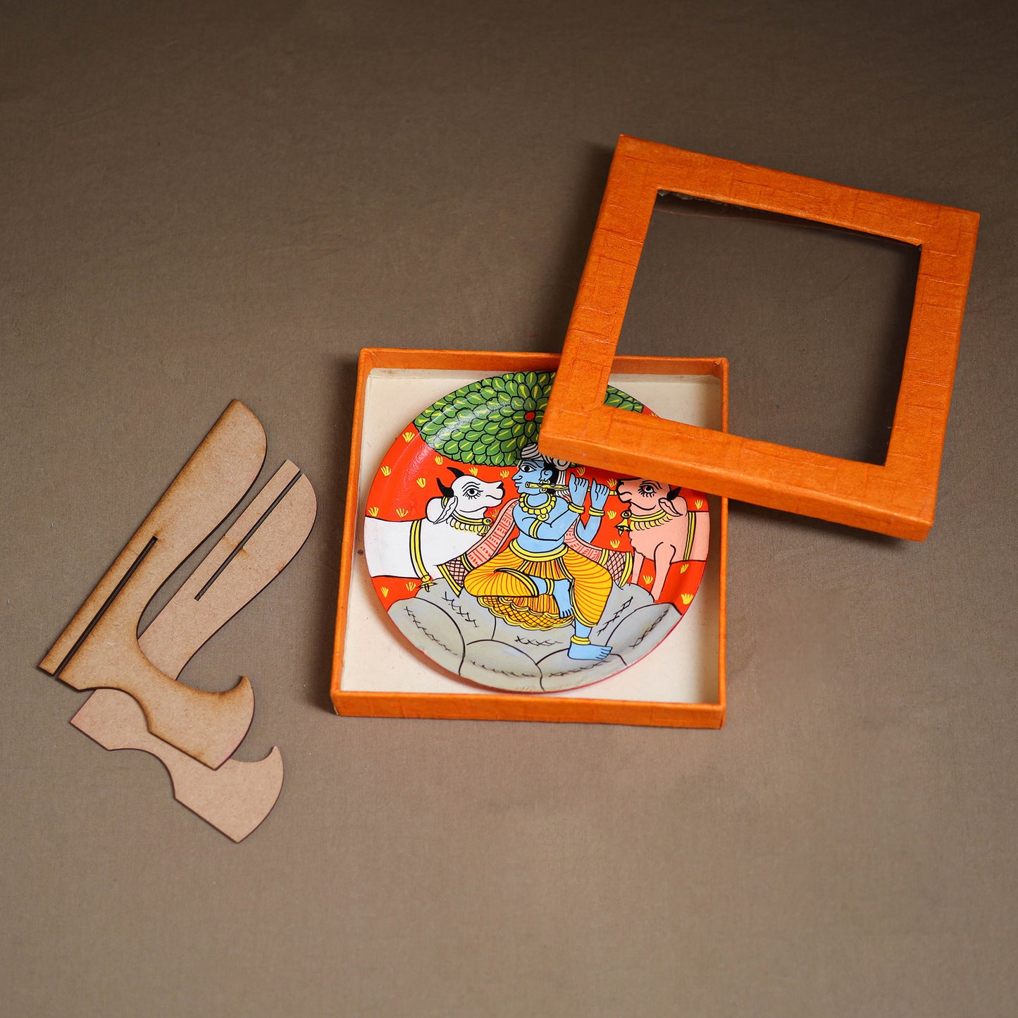 Cheriyal Handpainted Wooden Wall Plate with Stand 75