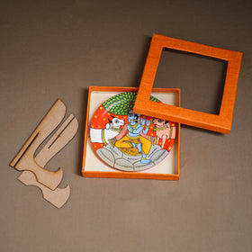 Cheriyal Handpainted Wooden Wall Plate with Stand 75