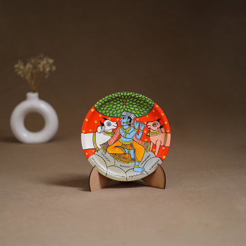 Cheriyal Handpainted Wooden Wall Plate with Stand 75