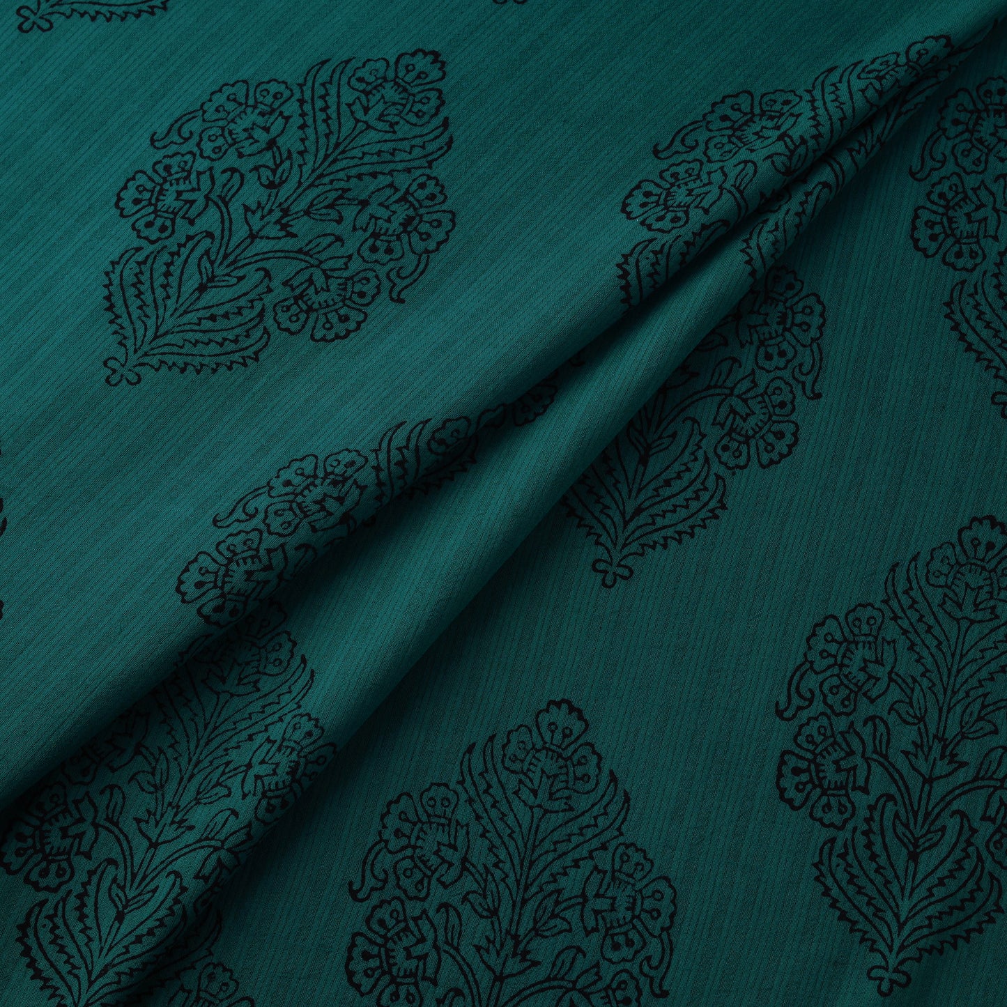 Green - Bagh Hand Block Print Natural Dyed Cotton Fabric 25