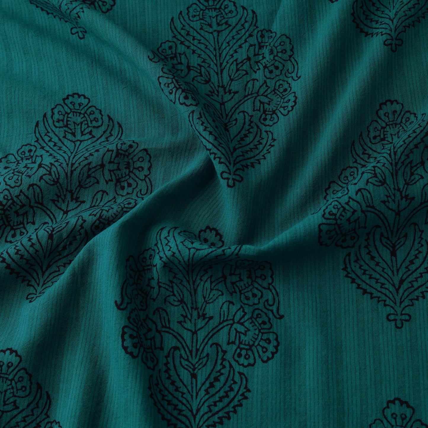Green - Bagh Hand Block Print Natural Dyed Cotton Fabric 25