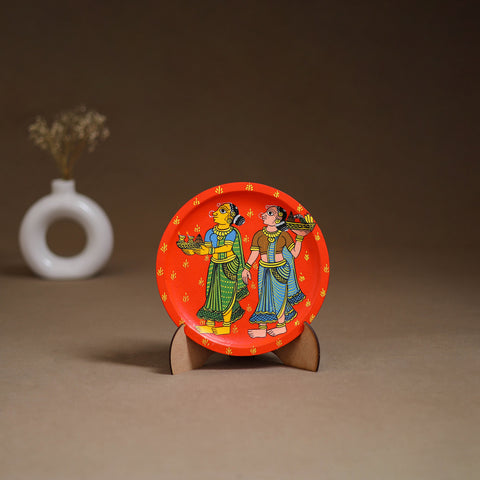 Cheriyal Handpainted Wooden Wall Plate with Stand 72