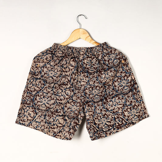 Brown - Kalamkari Block Printed Cotton Unisex Boxer/Shorts