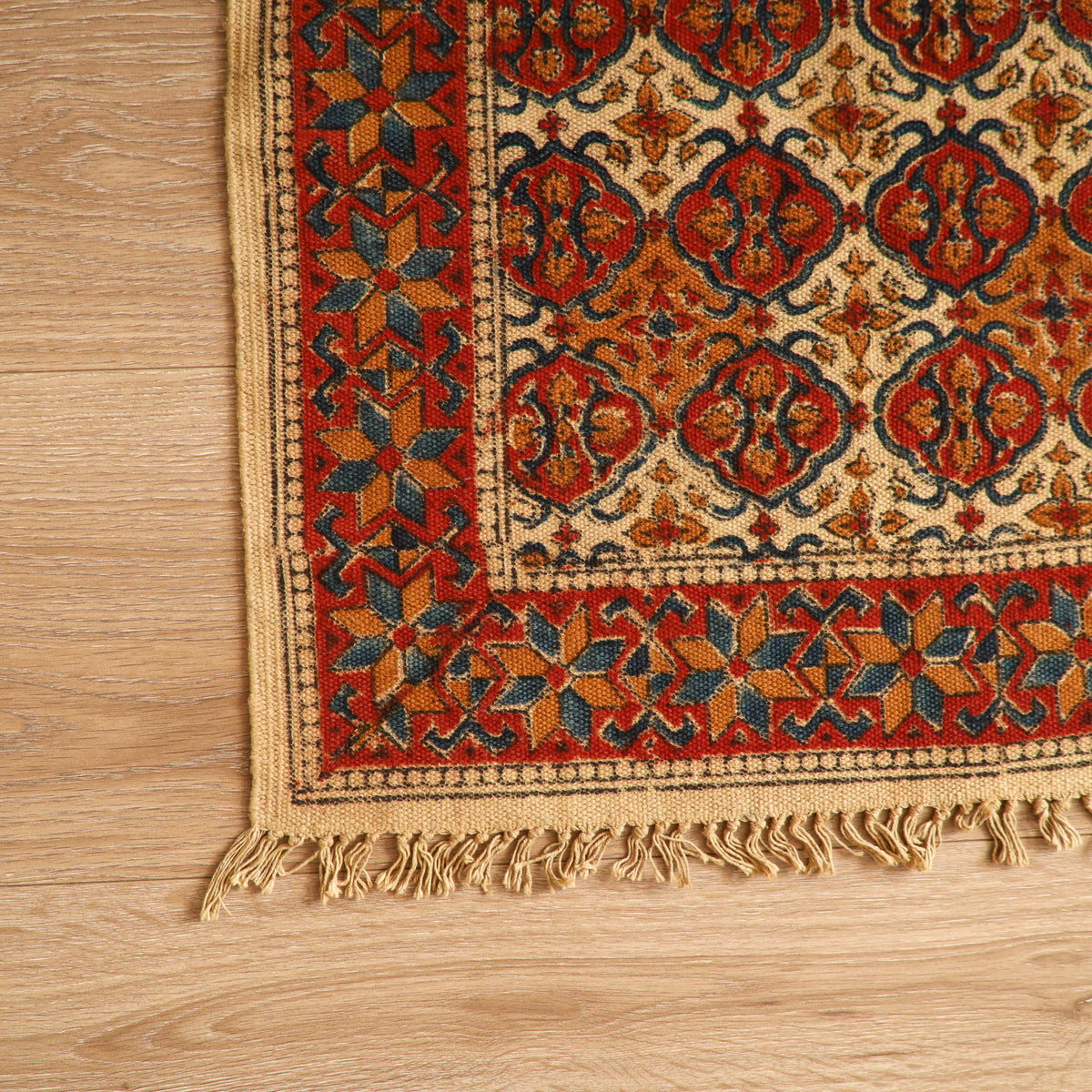 Warangal Handwoven Kalamkari Block Print Cotton Mat (2 x 2 Feet) 10