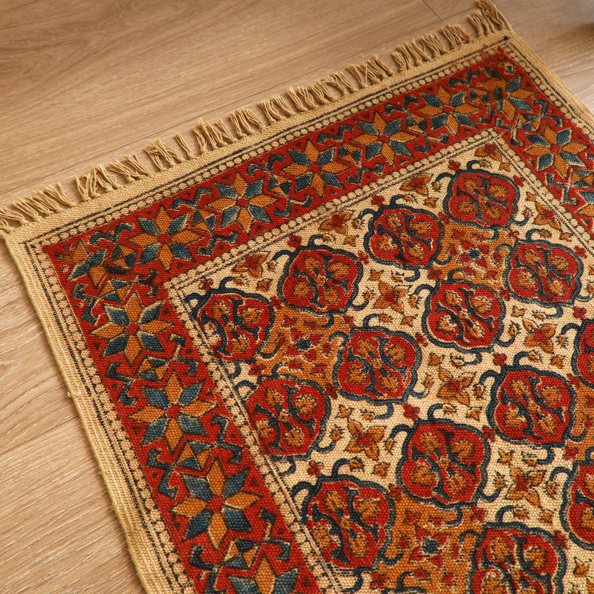 Warangal Handwoven Kalamkari Block Print Cotton Mat (2 x 2 Feet) 10
