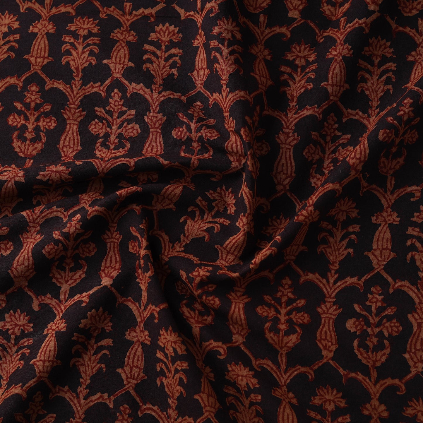 Black - Bagh Hand Block Print Natural Dyed Cotton Fabric 26