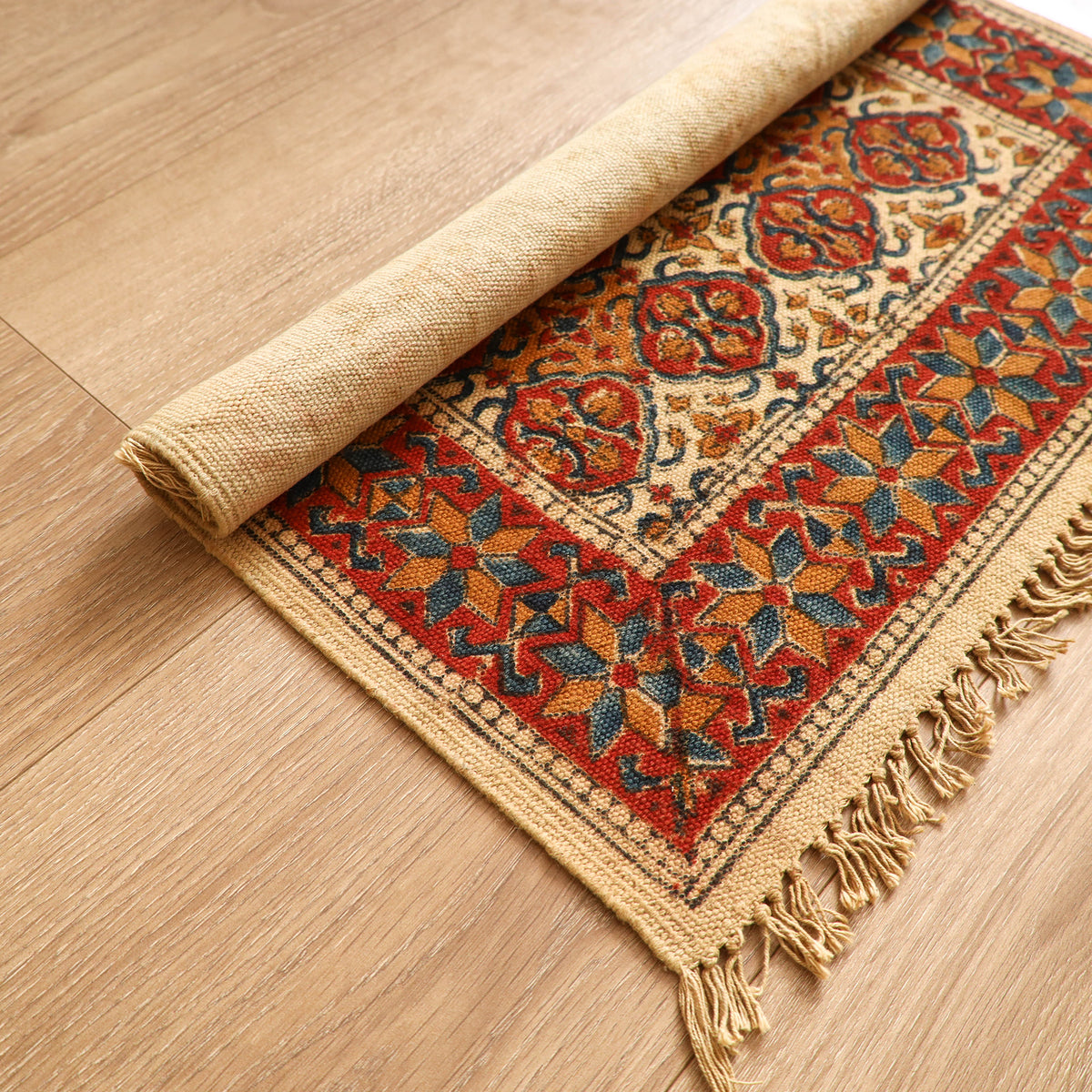 Warangal Handwoven Kalamkari Block Print Cotton Mat (2 x 2 Feet) 10