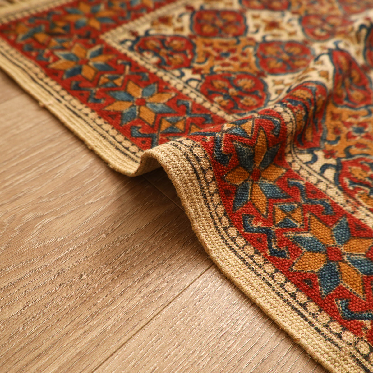 Warangal Handwoven Kalamkari Block Print Cotton Mat (2 x 2 Feet) 10