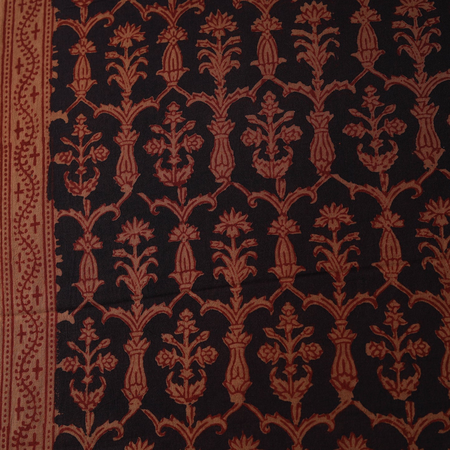 Black - Bagh Hand Block Print Natural Dyed Cotton Fabric 26