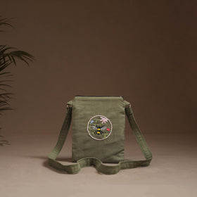 Bee with Flower Hand Embroidered Sling Bag