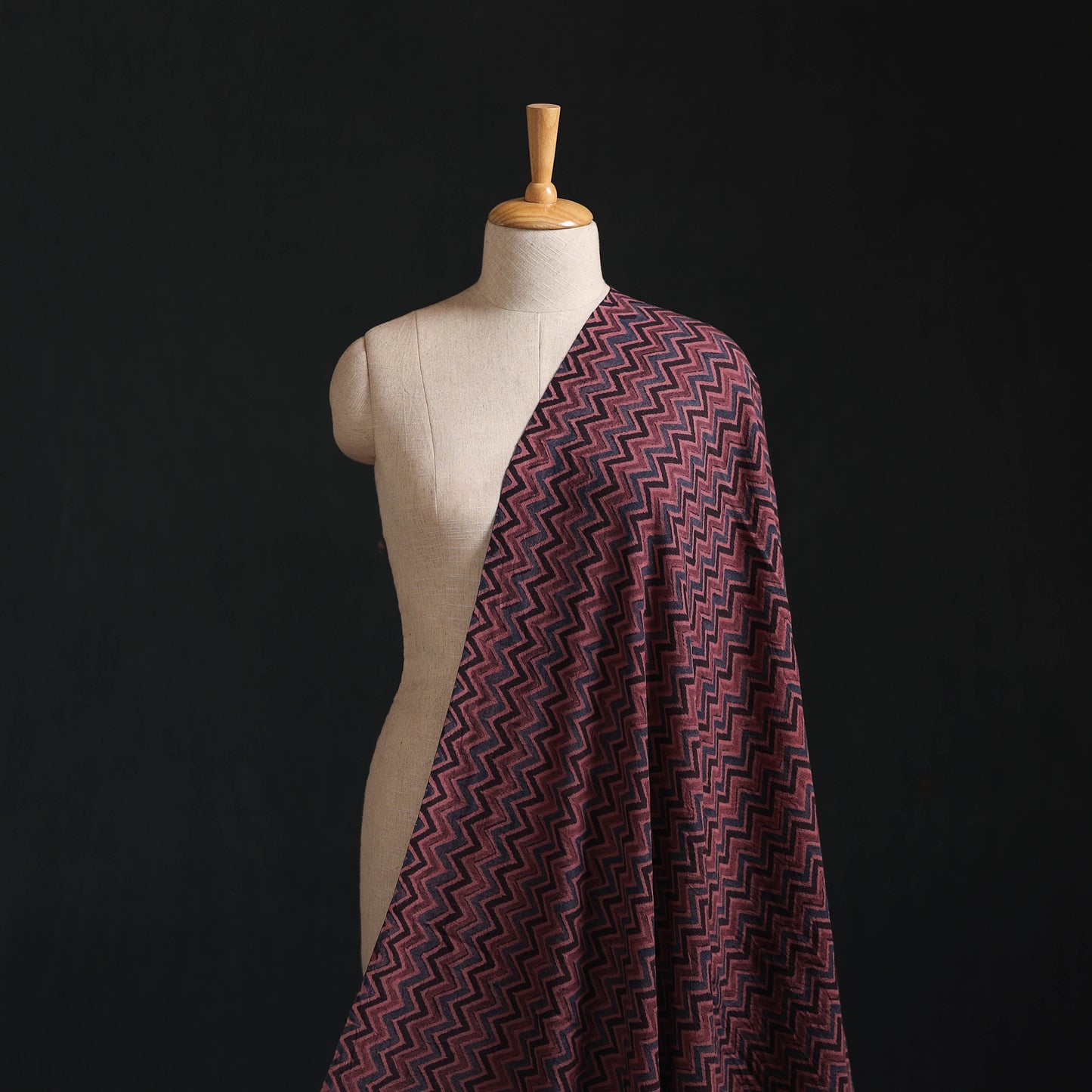 Ajrakh Hand Block Print Merino Wool Handloom Natural Dyed Fabric 10