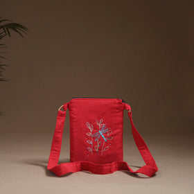 Dragonfly with Leaves Hand Embroidered Sling Bag