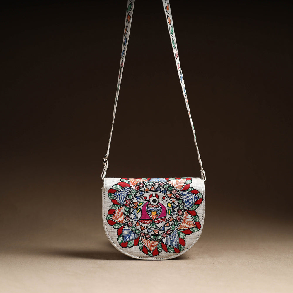 Multicolor - Madhubani Handpainted Cotton Sling Bag 27