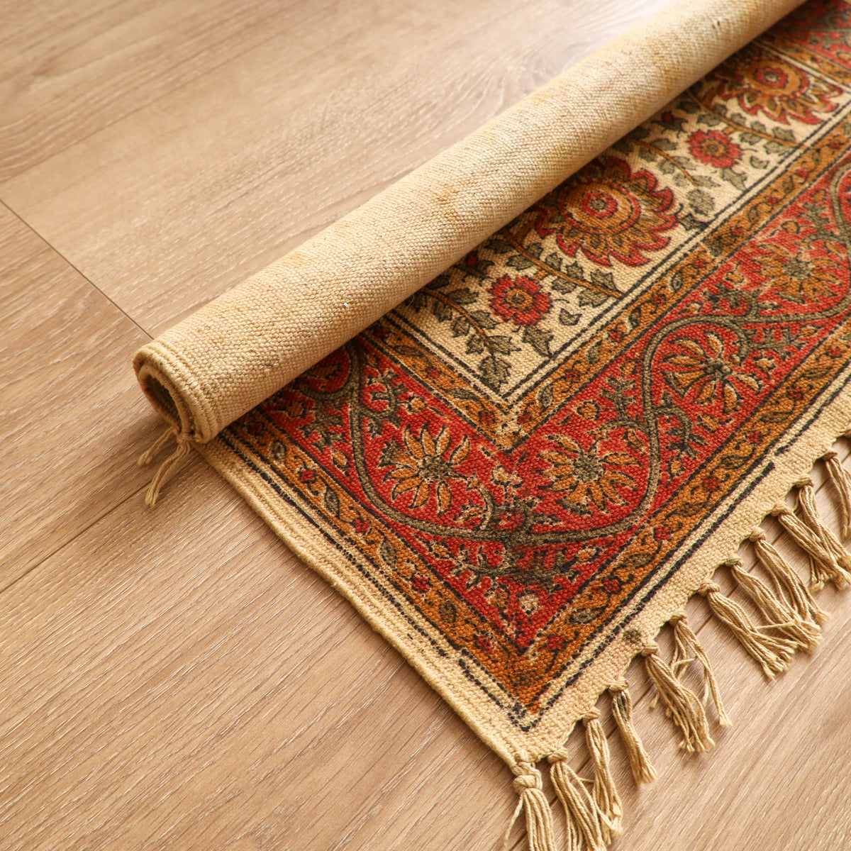 Warangal Handwoven Kalamkari Block Print Cotton Mat (2 x 2 Feet) 11