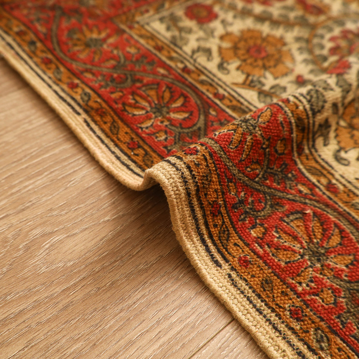 Warangal Handwoven Kalamkari Block Print Cotton Mat (2 x 2 Feet) 11