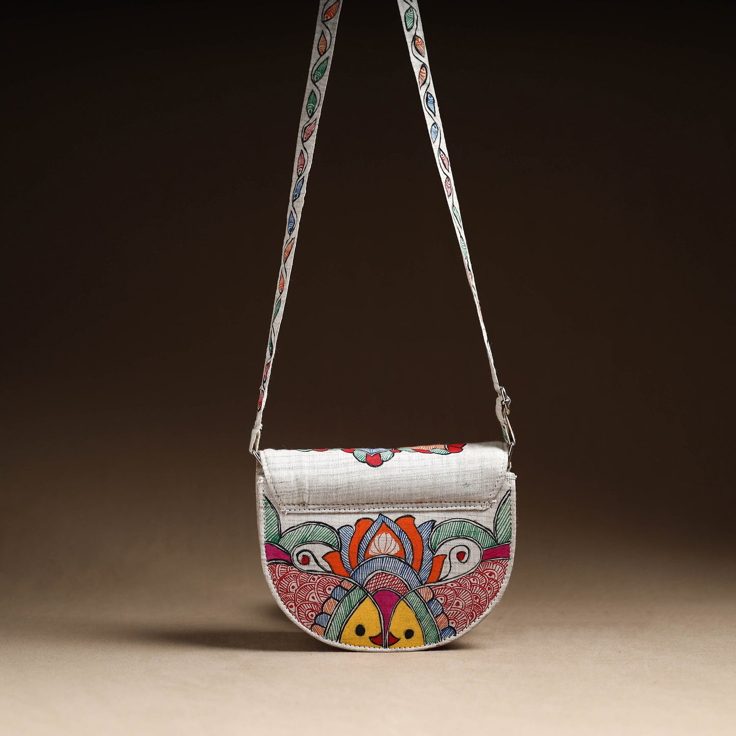 Multicolor - Madhubani Handpainted Cotton Sling Bag 27