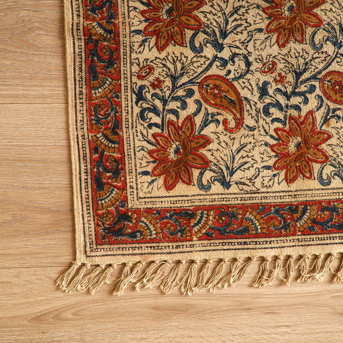 Warangal Handwoven Kalamkari Block Print Cotton Mat (2 x 2 Feet) 12