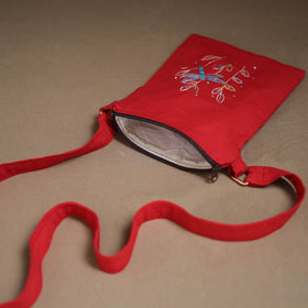 Dragonfly with Leaves Hand Embroidered Sling Bag