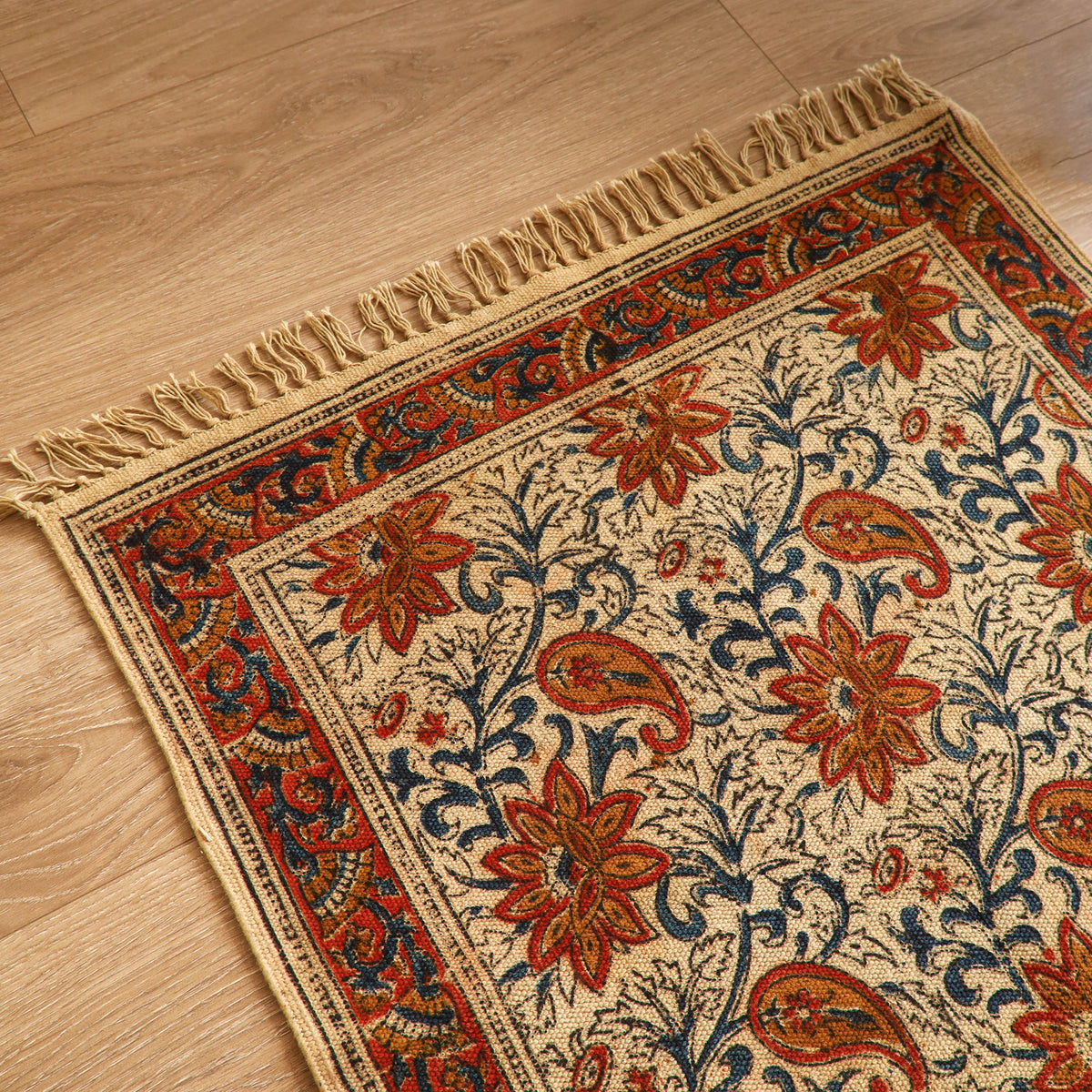 Warangal Handwoven Kalamkari Block Print Cotton Mat (2 x 2 Feet) 12