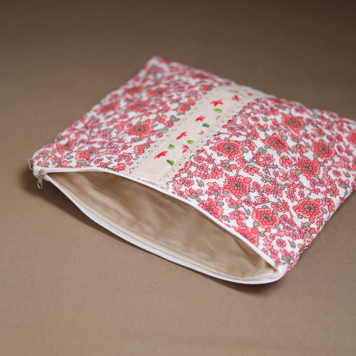 Lace Work Printed Quilted Laptop Bag