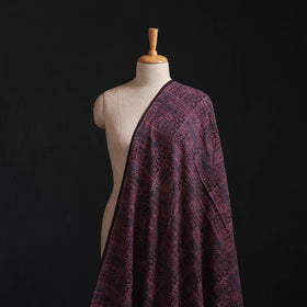Ajrakh Hand Block Print Merino Wool Handloom Natural Dyed Fabric 01