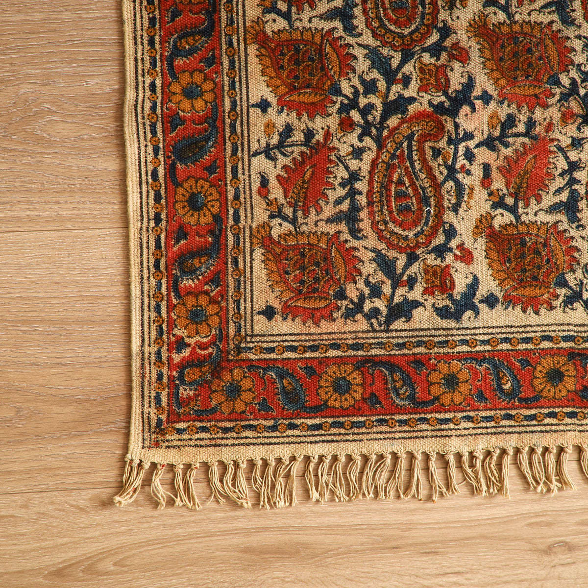 Warangal Handwoven Kalamkari Block Print Cotton Mat (2 x 2 Feet) 13