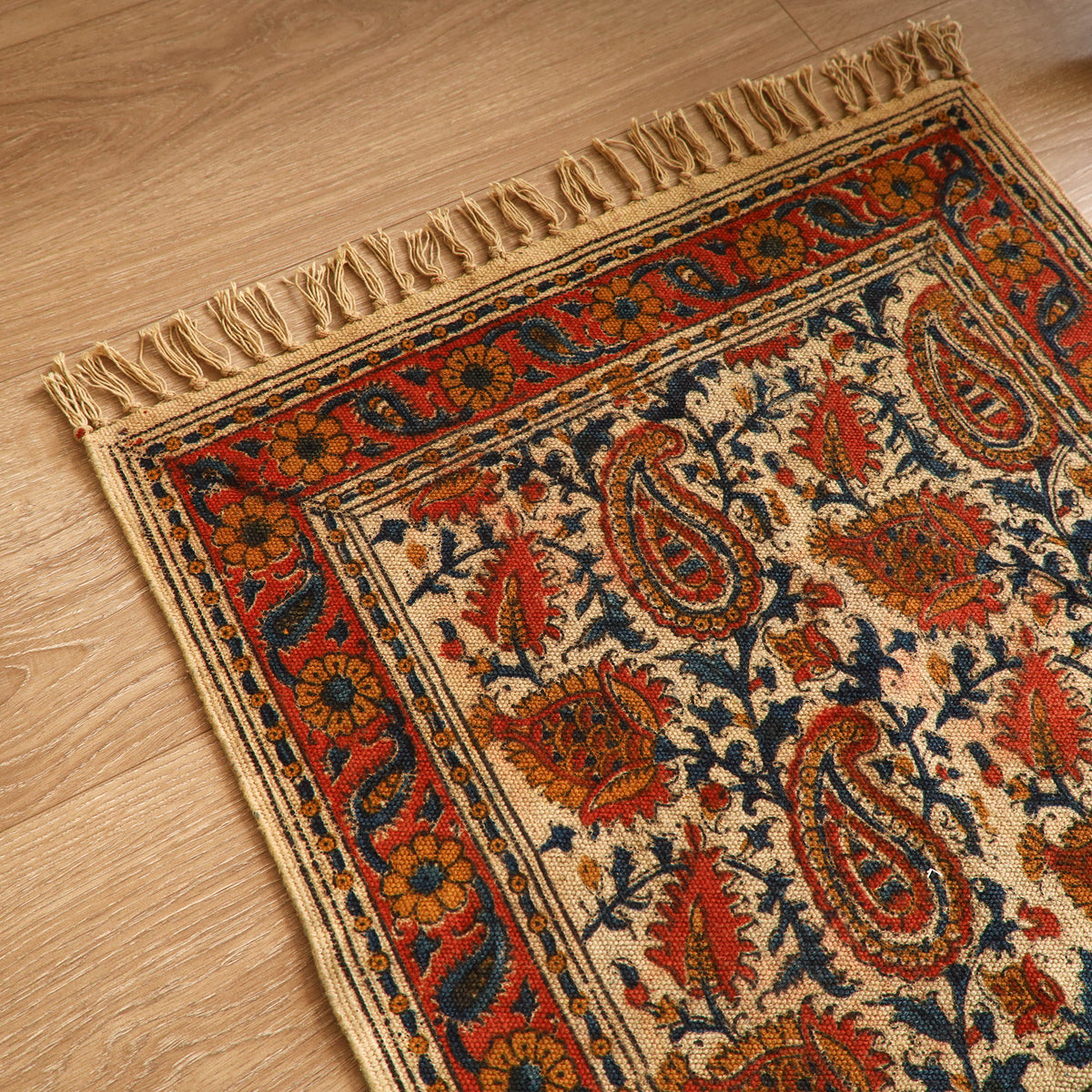 Warangal Handwoven Kalamkari Block Print Cotton Mat (2 x 2 Feet) 13
