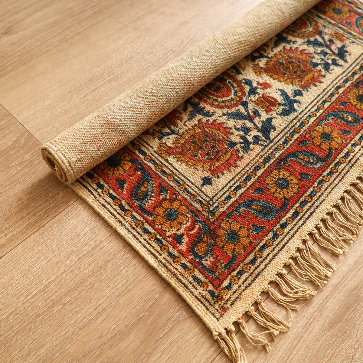 Warangal Handwoven Kalamkari Block Print Cotton Mat (2 x 2 Feet) 13
