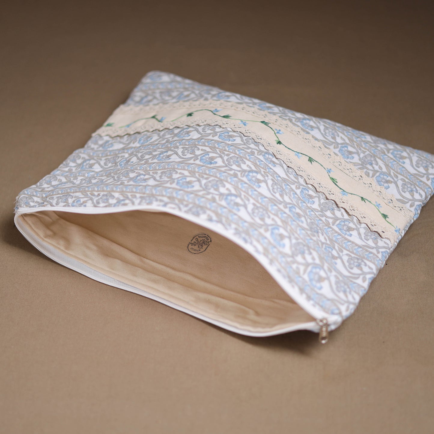 Lace Work Printed Quilted Laptop Bag