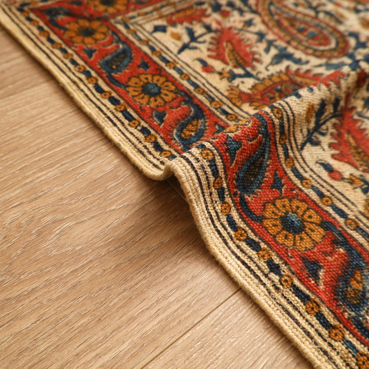 Warangal Handwoven Kalamkari Block Print Cotton Mat (2 x 2 Feet) 13