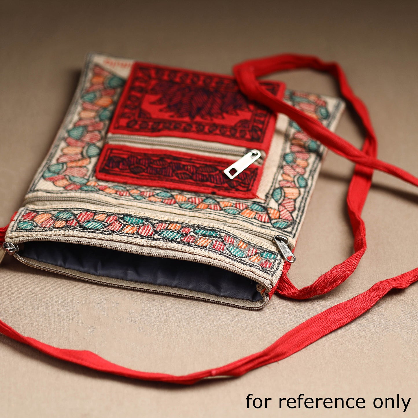 Multicolor - Madhubani Handpainted Jute Cotton Sling Bag 55