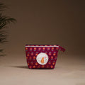 Flower with Cat Hand Embroidered Printed Quilted Utility Pouch