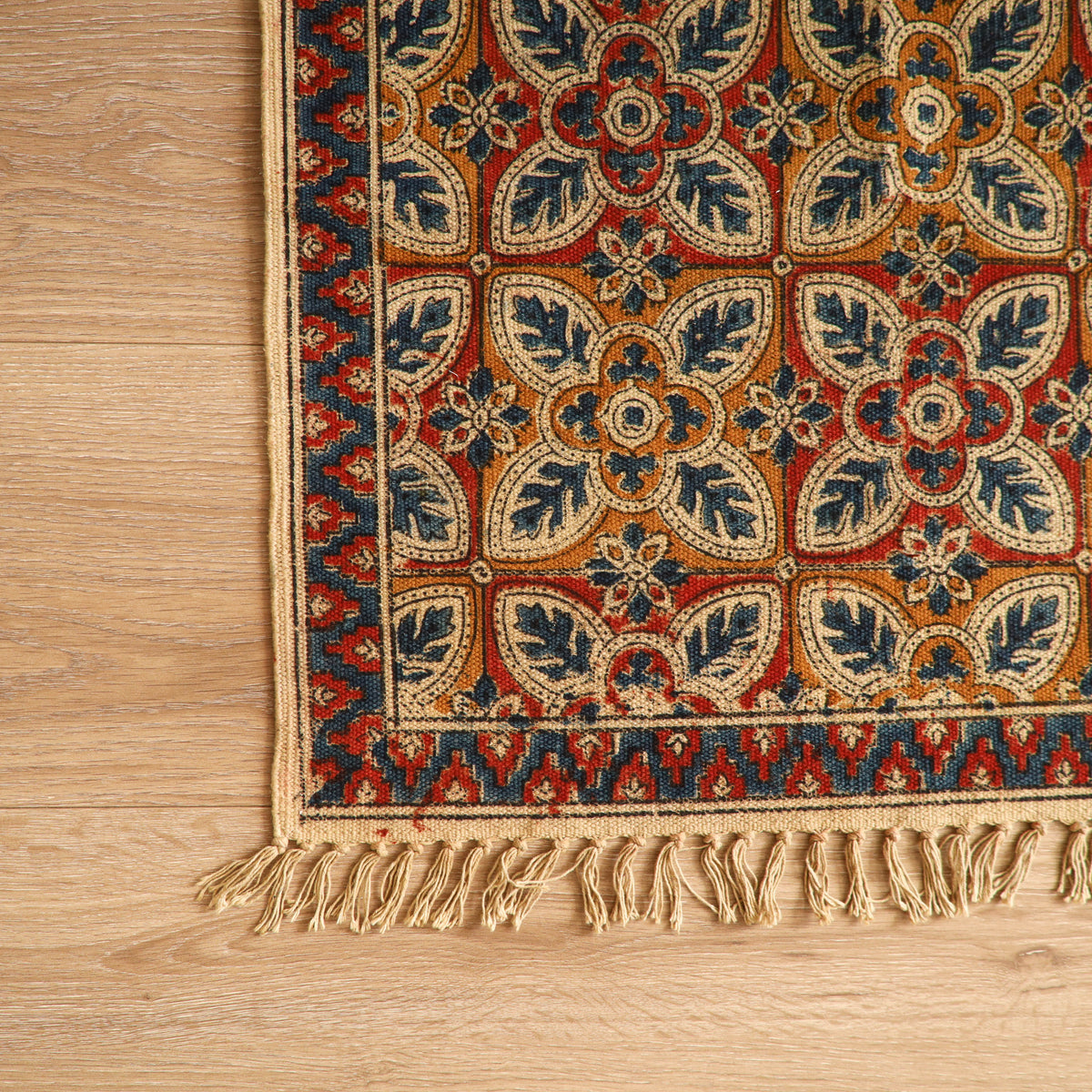 Warangal Handwoven Kalamkari Block Print Cotton Mat (2 x 2 Feet) 15