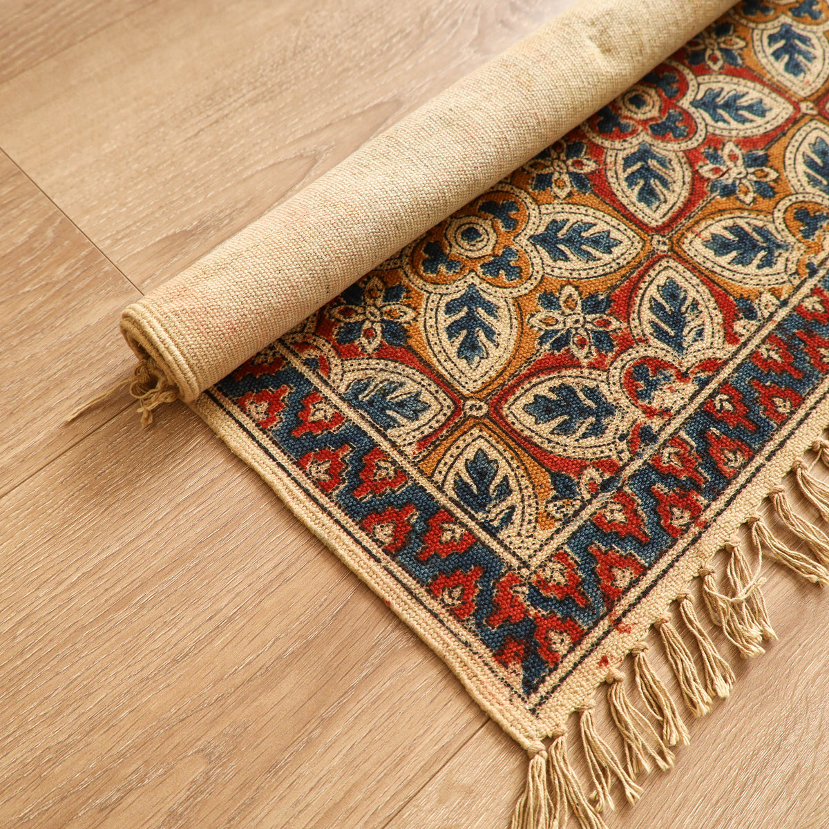 Warangal Handwoven Kalamkari Block Print Cotton Mat (2 x 2 Feet) 15