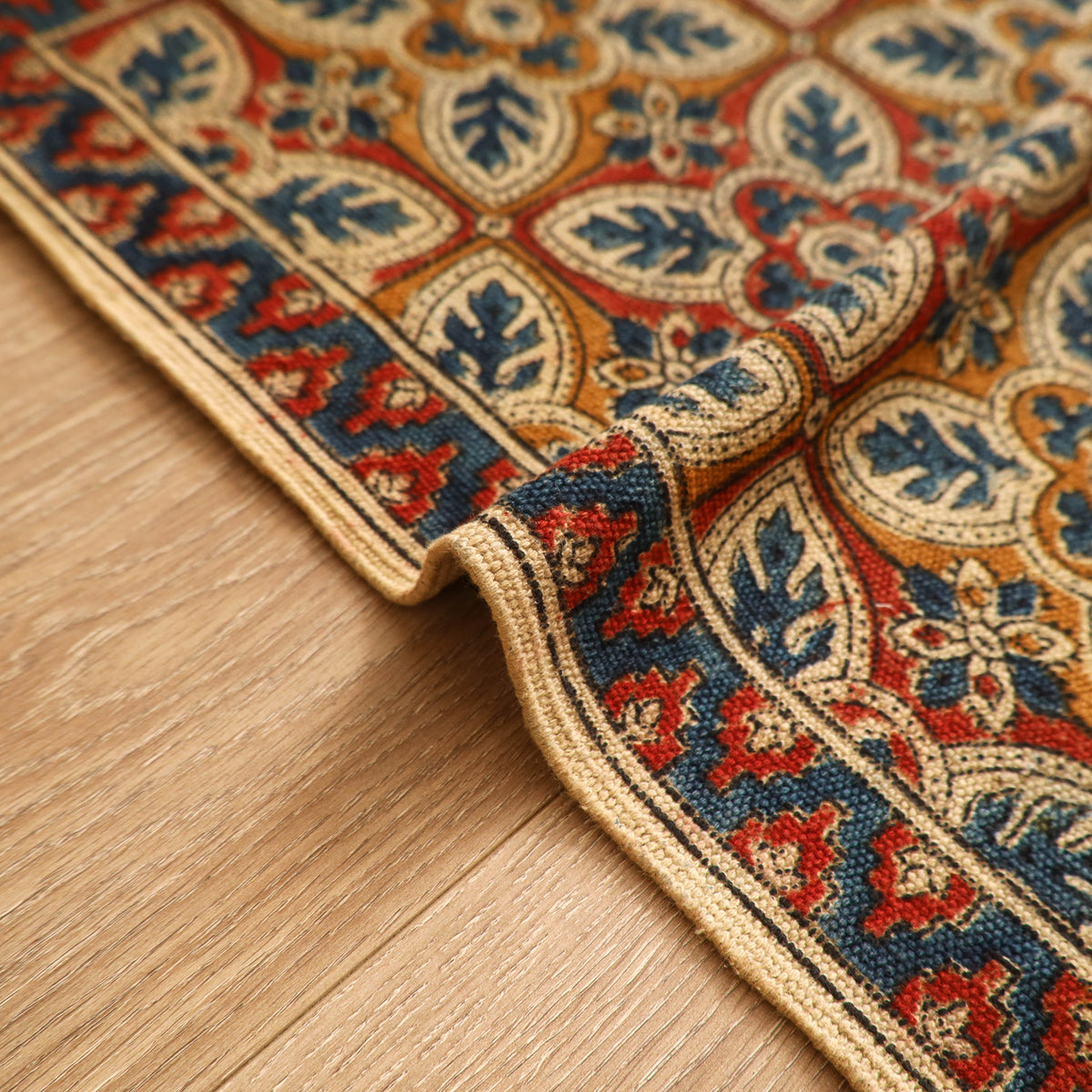 Warangal Handwoven Kalamkari Block Print Cotton Mat (2 x 2 Feet) 15