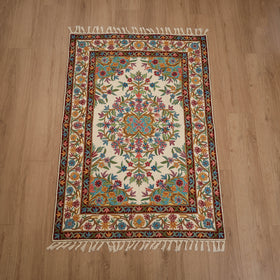 Original Kashmiri Chain Stitch Crewel Hand Embroidery Rug / Carpet (6 x 4 Feet) 02